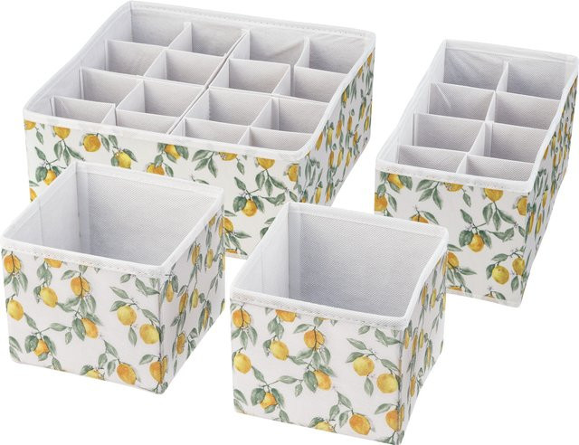 LIVARNO HOME Aufbewahrungsbox, 2er-Set, weiß/gelb - Bild 1