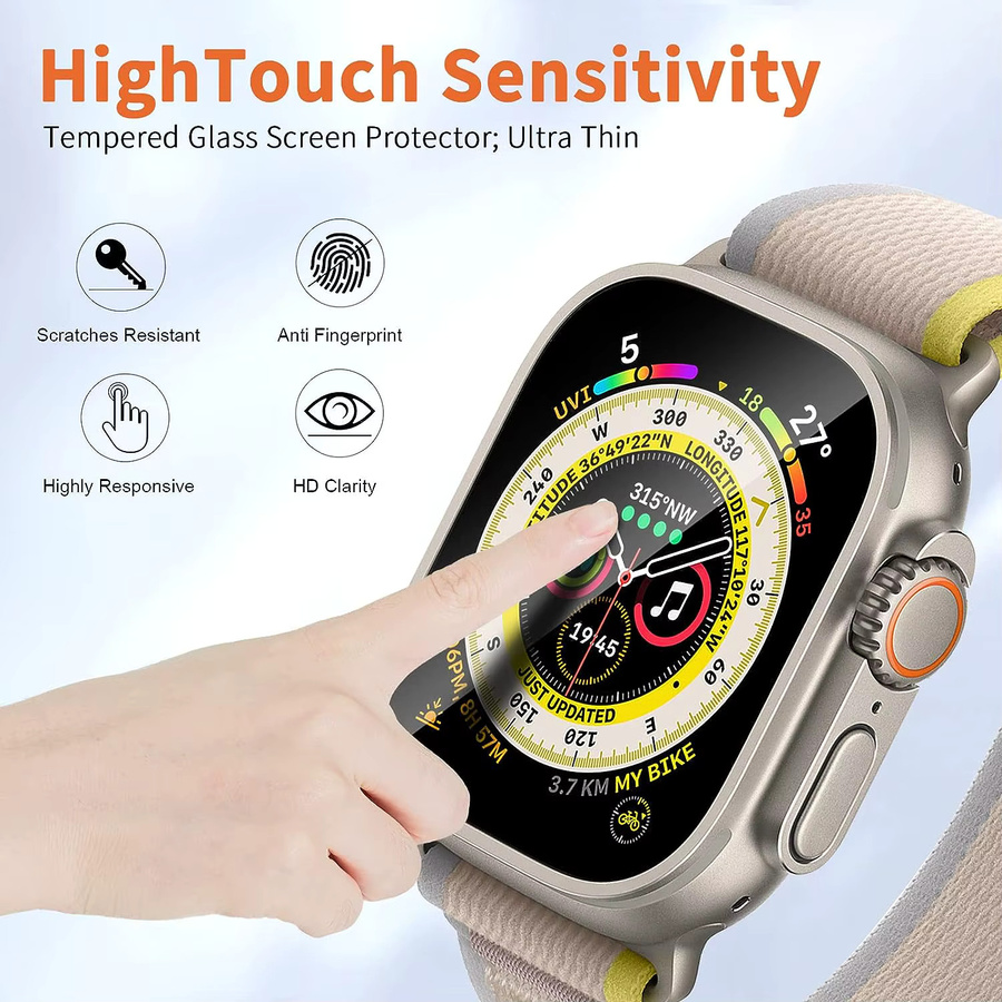 Apple Displayschutzfolie aus gehärtetem Glas, Apple Watch Serie Ultra 2 3 1, 49 mm - Bild 3
