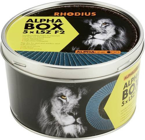 Rhodius Fächerschleifscheibe LSZ F2 BOX Körnung 80, Durchmesser: 125 mm, Bohrungs-Ø: 22,23 mm, 5 Stück, Multicolor - Bild 1