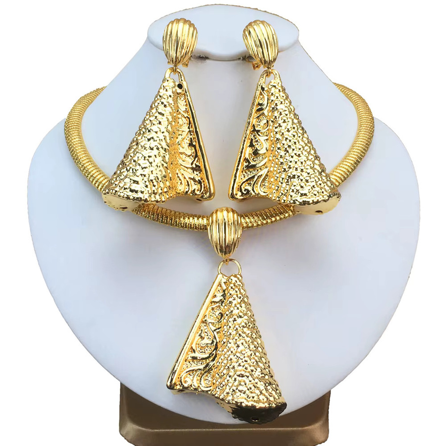 Yuminglai Schmuck-Set Creolen Halskette, Kupfer, Gold, Damen - Bild 2