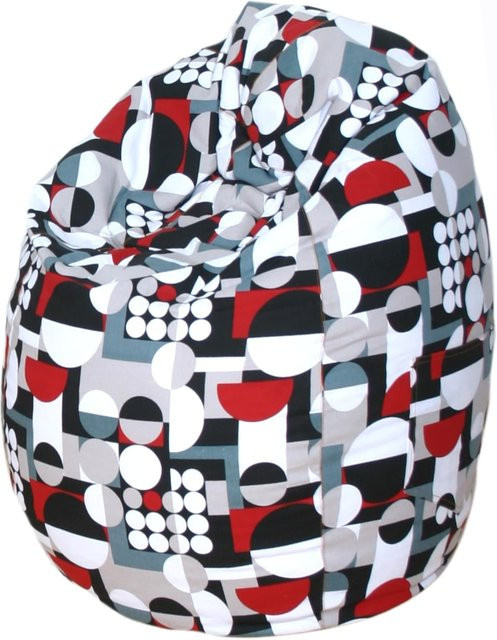 Sitzsack Billy von Kinzler aus Baumwolle in Schwarz und Multicolour, Durchmesser: 65 cm, Höhe: 75 cm - Bild 1