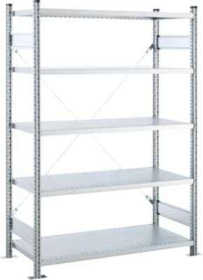 SSI Schäfer Steckboden-Fachregal VSR3000 Grundregal aus verzinktem Stahl, 5 Böden, Feldlast 750 kg, Farbe Silber, B/T/H: 128,2 x 40,0 x 191,0 cm - Bild 1