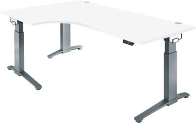Schäfer Shop Genius ERGOSTYLE S Schreibtisch elektrisch höhenverstellbar, C-Fuß, weiß/anthrazit, B: 200 cm, T: 80 cm, H: 71,5 - 118,2 cm - Bild 1