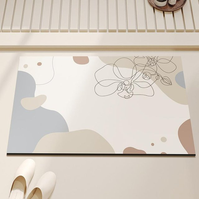 Saugfähige Badezimmermatte von Yiran Furniture in Beige, rutschfest und schnelltrocknend, B/T: 80 x 50 cm - Bild 1