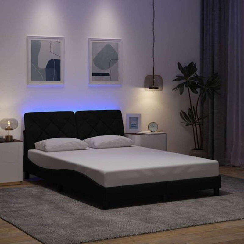 Modernes Polsterbett mit LED von vidaxl in Schwarz aus Stoff und Metall, B/T/H: 120 x 200 cm (ohne Matratze) - Bild 1