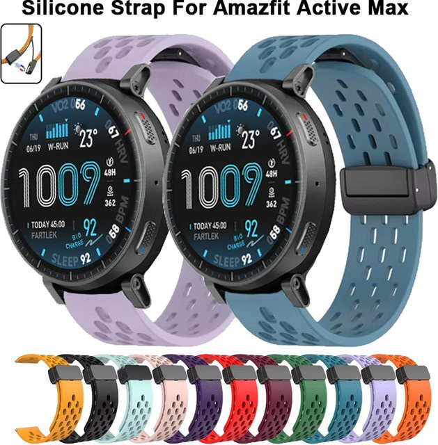 Uhrenarmband Silikon, 22 mm, Schwarz, für Amazfit Active Max - Bild 1