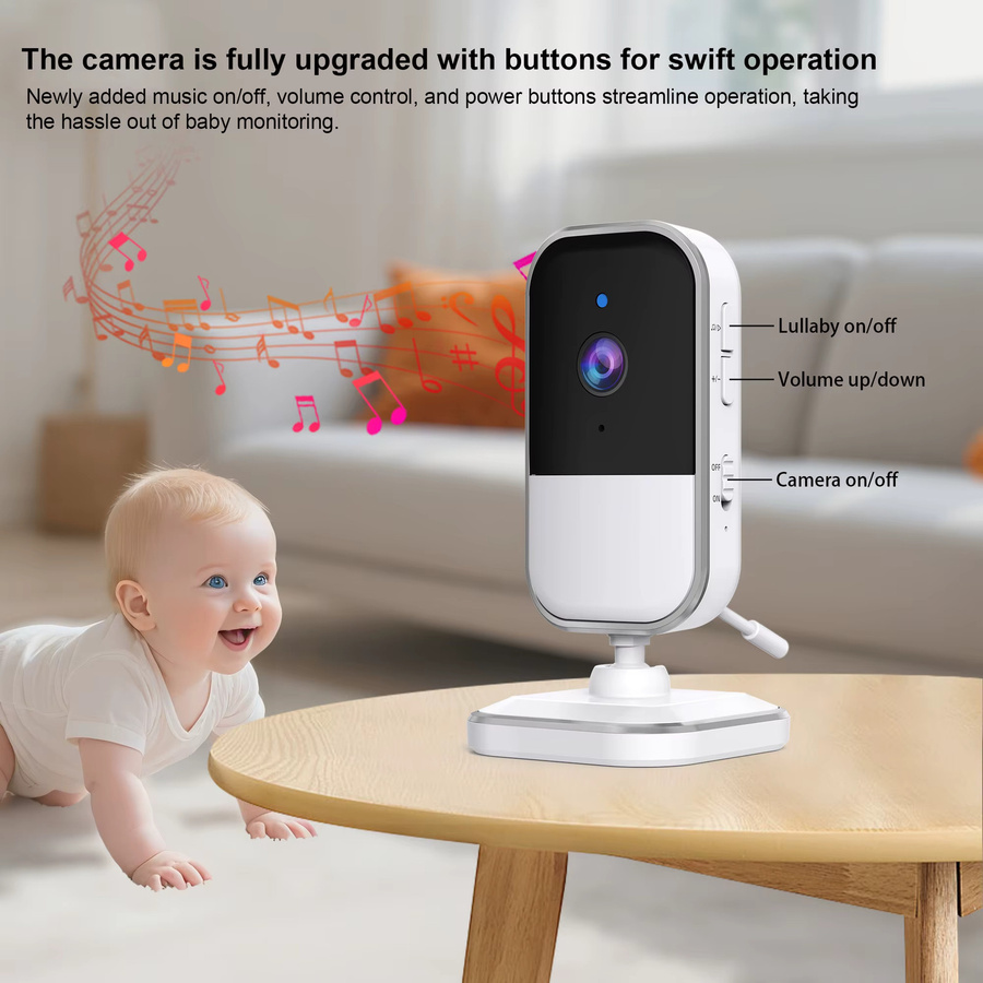 CHAMOUS Babymonitor mit 3,5 Zoll Bildschirm, Videoüberwachung mit Kamera, 2-Wege-Audio-Verbindung und Temperaturüberwachung, Weiß - Bild 2