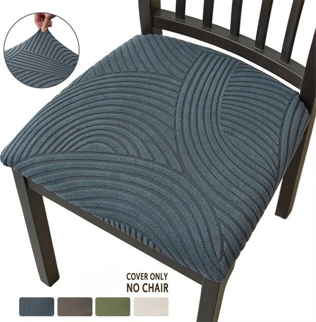 WANERQU Jacquard Stuhlkissenbezüge für Esszimmer, elastische Schonbezüge in einfarbigem Design - Bild 1
