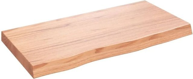 vidaXL Wandregal aus Massivholz Eiche in Hellbraun, rustikaler Stil, B: 80 cm, T: 40 cm, H: 2-6 cm - Bild 1