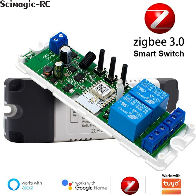 Scimagic-RC Smart Zigbee Schalter mit Trockenkontakt als DIN-Schienen-Relaismodul kompatibel mit Tuya - Bild 1
