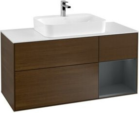 V&B Waschtischunterschrank Finion in Walnuss, B/T/H: 120 x 50,1 x 50,1 cm - Bild 1