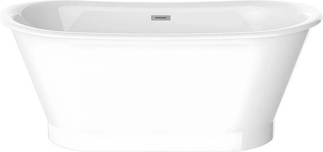 Freistehende Badewanne Pelmato in Weiß, ovale Acrylbadewanne, B/T/H: 150 x 74 x 63 cm - Bild 1