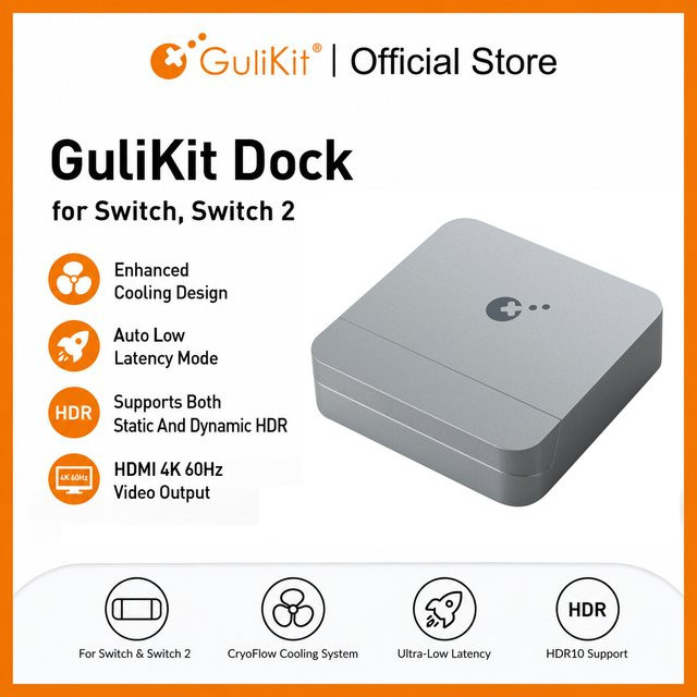 Gulikit Dockingstation für Nintendo Switch 1 und 2 mit 4K 60Hz HDMI und PD 100W Schnellladung sowie verbesserter Kühlung - Bild 1