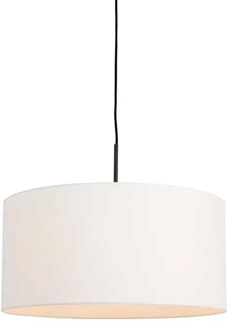 QAZQA Moderne Hängelampe in Schwarz mit weißem Schirm im industriellen Stil, dimmbar, E27, Durchmesser: 50 cm - Bild 1