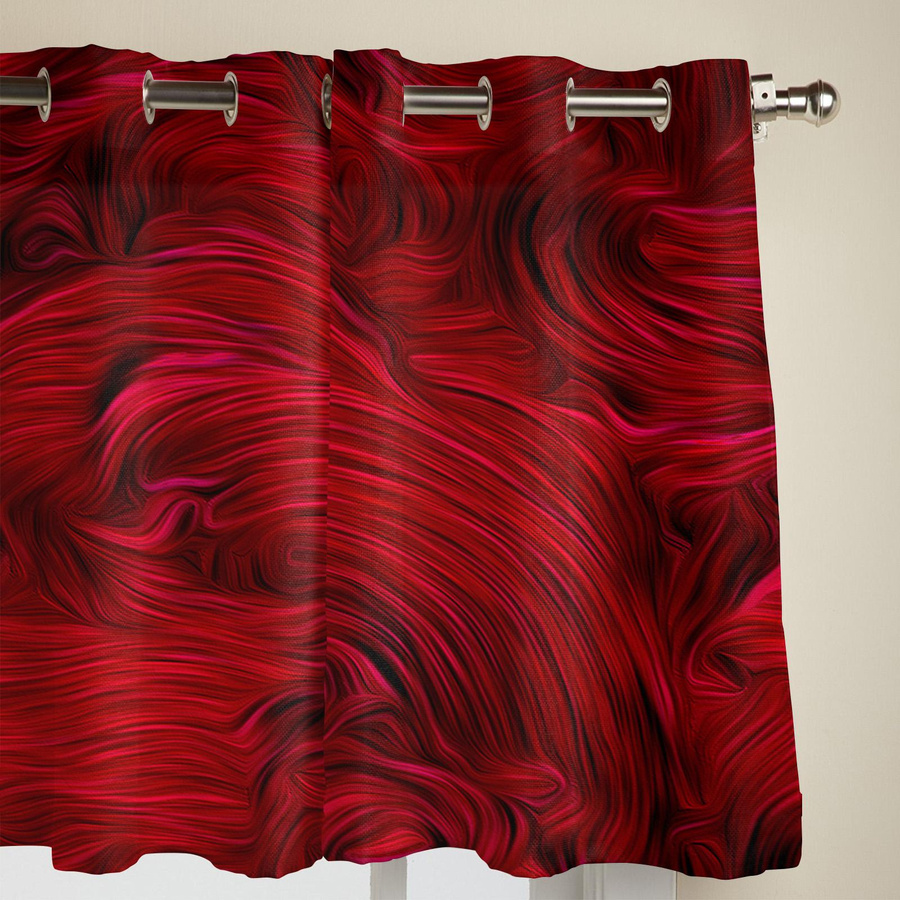 Super Six Fenstervorhang mit rotem abstrakten Texturlinien-Design, modern und semi-transparent, Breite: 135 cm, Höhe: 92 cm - Bild 2