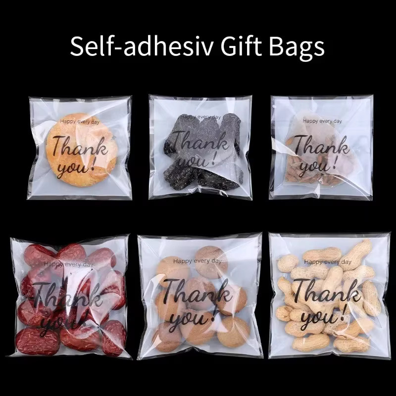 Selbstklebende Dankeschön-Süßigkeitsbeutel aus transparentem Kunststoff für Kekse, Snacks und Geschenke, 100 bis 300 Stück - Bild 3