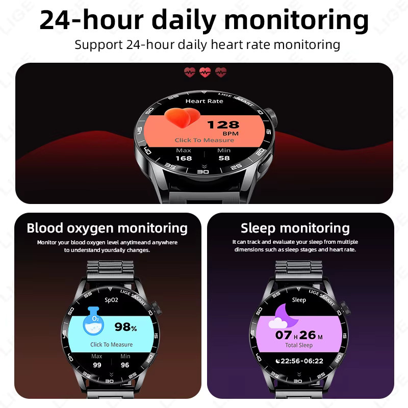 LIGE Smartwatch, Edelstahl, Bicolor, 1,38 Zoll, Unisex - Bild 4