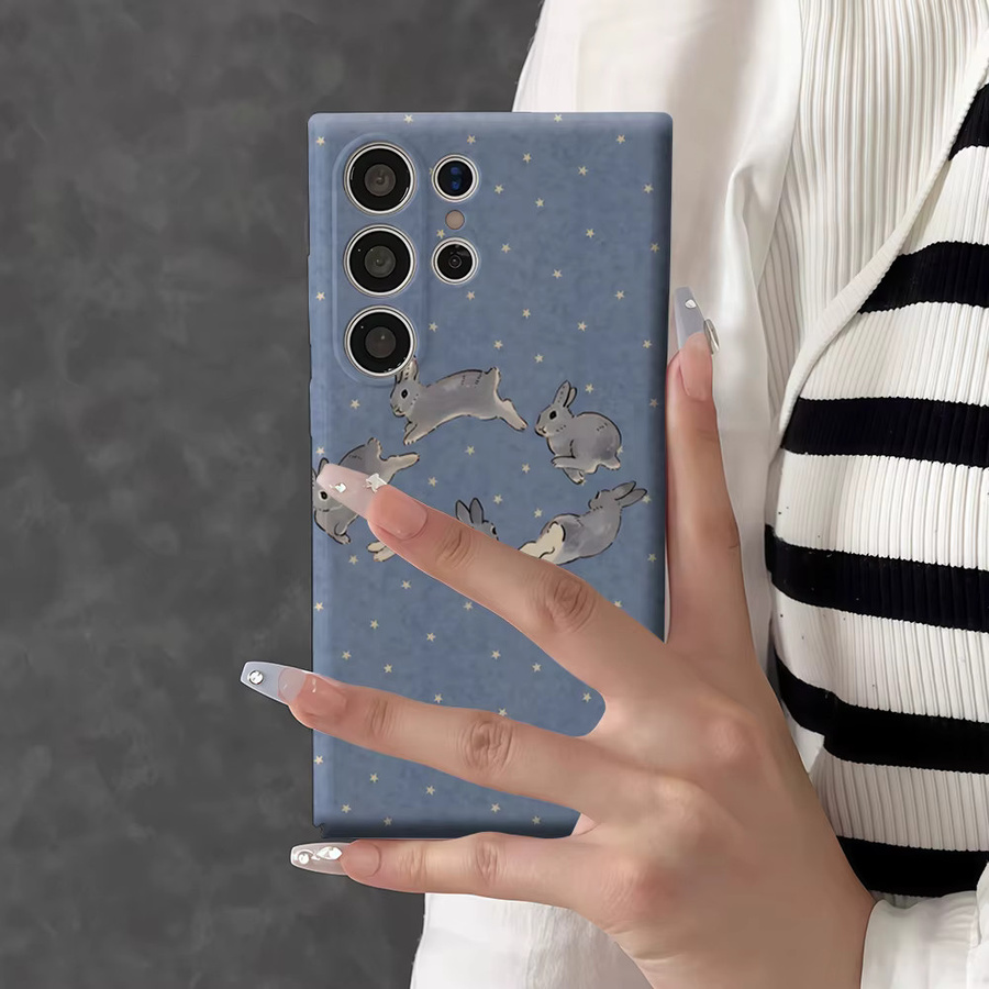 Stoßfeste Handyhülle Sternenhimmel-Hasen für Samsung Galaxy S26 S25 Ultra S24 S23 Ultra Plus in Blau - Bild 5