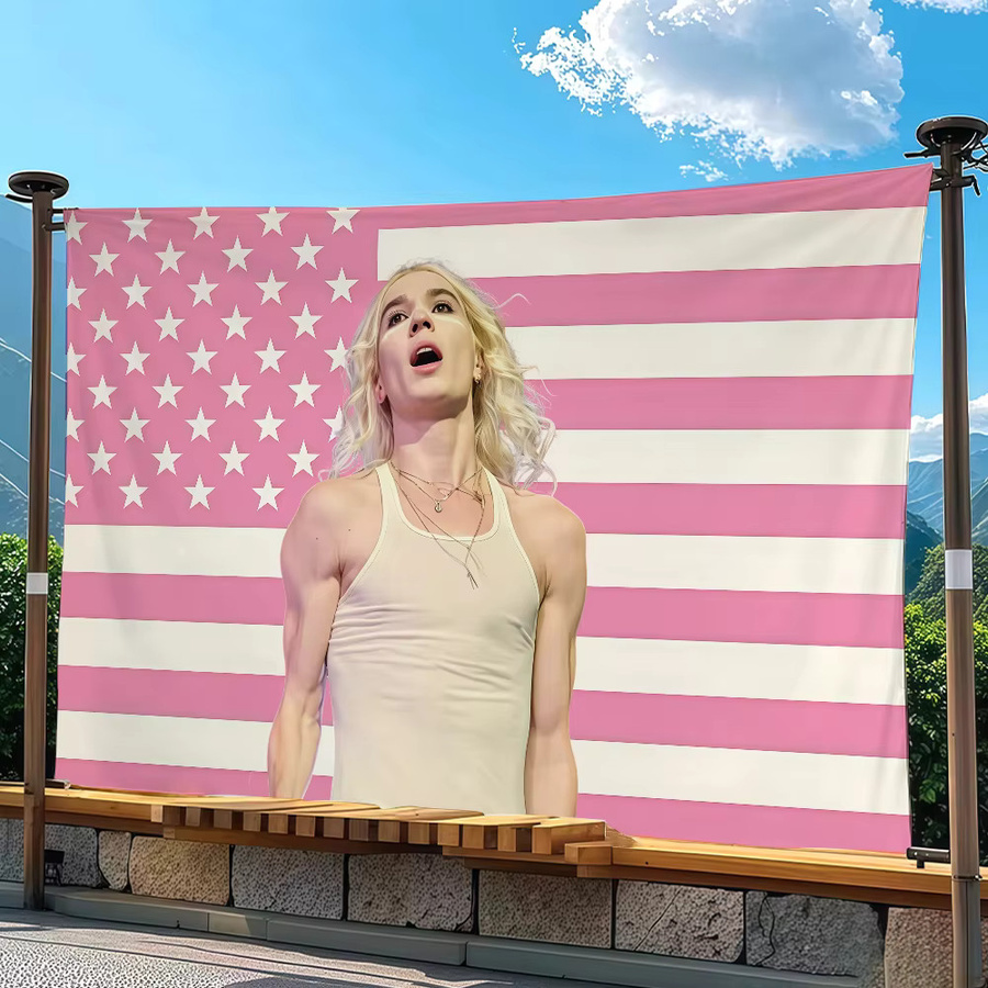 2hollis Rapper-Flagge Pink gestreift mit Sternen als Wandkunst Dekoration B: 60,0 cm, H: 40,0 cm - Bild 3
