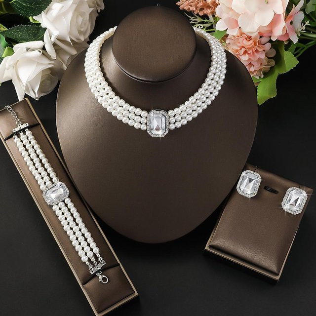 YIRAN Jewelry Schmuckset, Perle, Türkis, Messing, gray, Damen - Bild 1