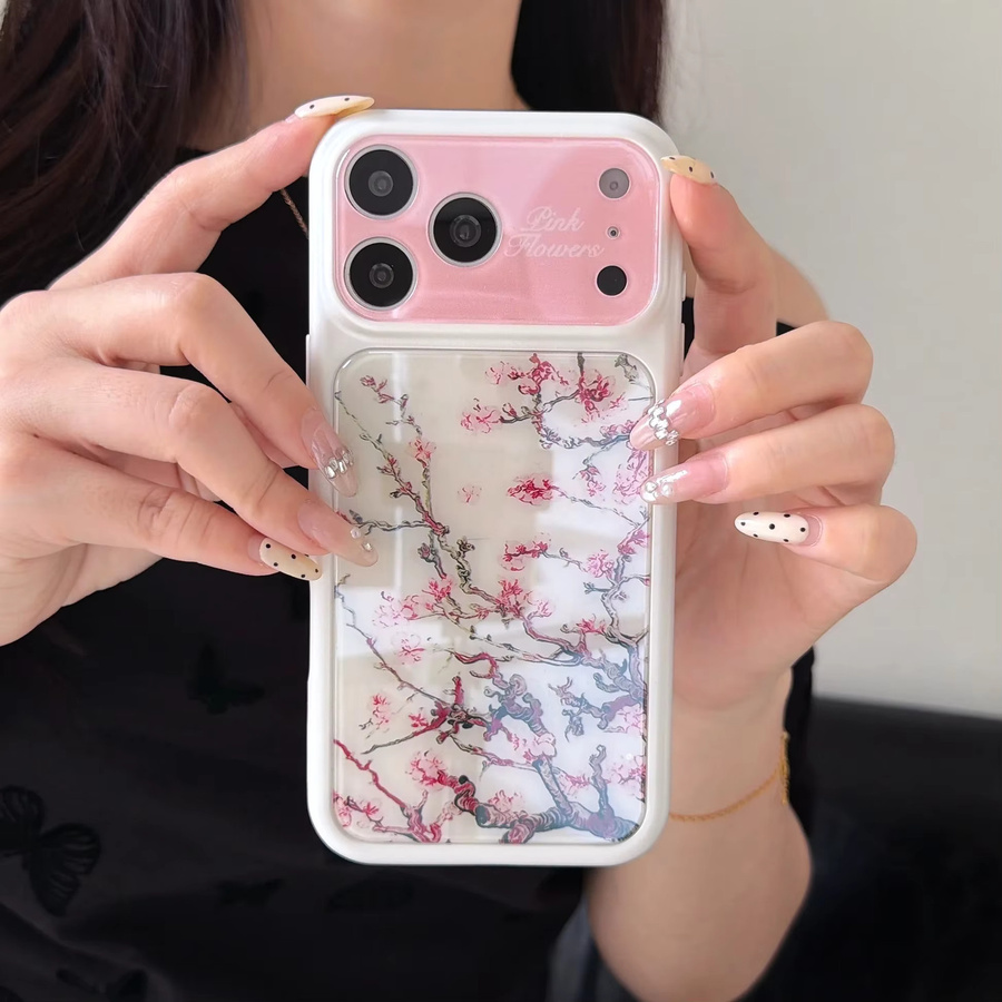 Handyhülle mit chinesischer Tuschemalerei und Pflaumenblüten für Apple iPhone 14 15 16 17 Pro Max, stoßfeste Acryl und TPU Hülle mit Lanyard, mehrfarbig - Bild 2