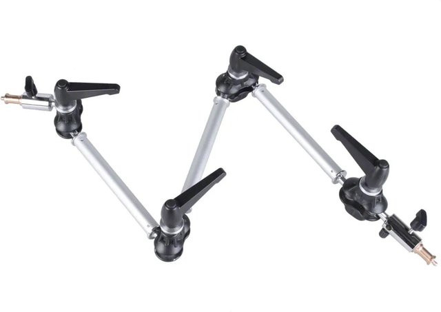 Walimex 3-Flex Auslegearm mit 2x Spigot und Gelenkarm in Silber, Länge: 80 cm - Bild 1