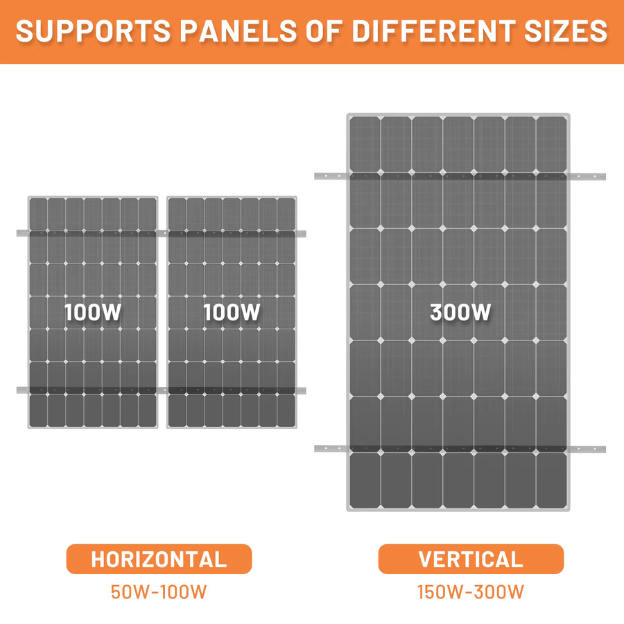 CP-SETUNO Verstellbare Solarpanel-Halterungen für 45 Zoll Solarpanels bis 500 Watt, Farbe: Silber - Bild 2