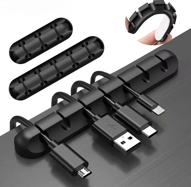 Silikon Kabel Organizer und Kabel Wickler für Desktop zur Ordnung von Maus, Kopfhörer und USB-Ladegeräten in Schwarz oder Weiß - Bild 1