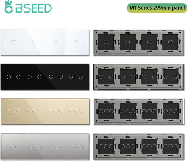 BSEED M1 Kristallglasscheibe für Touch-Schalter mit Metallplatte, Grau, Breite: 29,9 cm - Bild 1