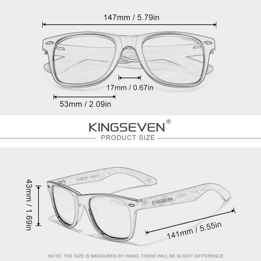 KINGSEVEN Sonnenbrille, Holz, Vollrand, square, schwarz, Herren - Bild 2