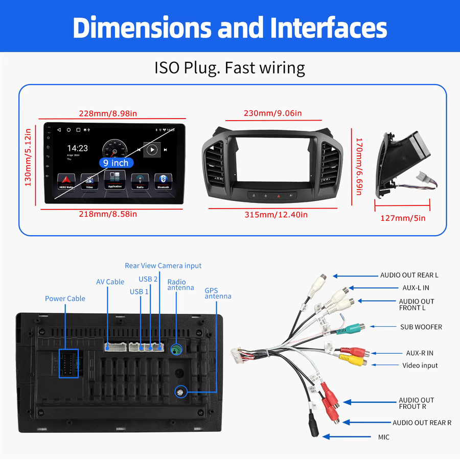 ESSGOO Android 15 Autoradio mit 9 Zoll Display, 64G Speicher, Wireless Carplay und Android Auto, GPS, Bluetooth, WIFI und RDS für Buick Regal und Opel Insignia 09-12, Schwarz - Bild 6