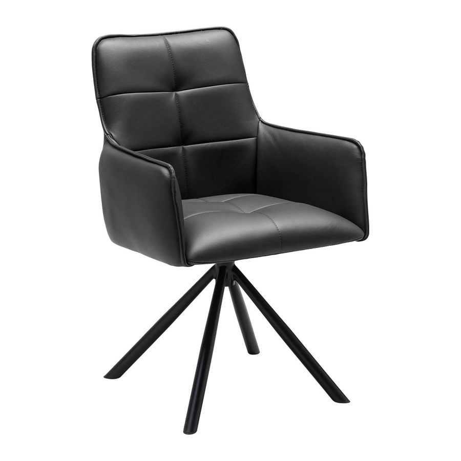 Premium Living Armlehnstuhl Vincent in Schwarz mit Lederbezug und 360 Grad Drehsitz, B/T/H: 87 x 63 x 140 cm - Bild 2