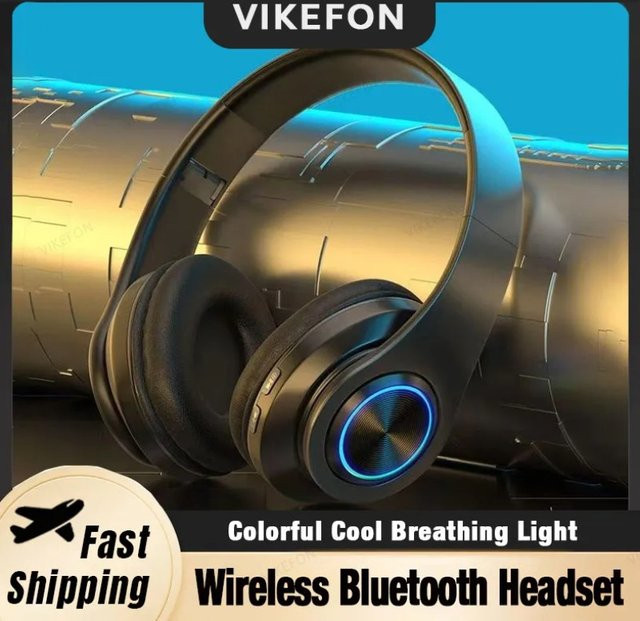 VIKEFON Bluetooth On-Ear Gaming-Kopfhörer mit Mikrofon für PC und Laptop, Multicolor - Bild 1