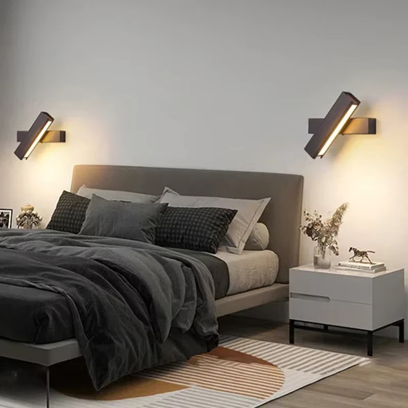 Sanoni Moderne LED Wandleuchte in Schwarz, 350 Grad drehbar und verstellbar für Wohnzimmer, Schlafzimmer und Treppen - Bild 2