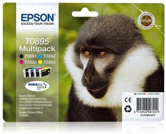 Epson Multipack T0895 Tintenpatronen Set für Inkjet-Drucker in Schwarz, Cyan, Magenta und Gelb (C13T08954020) - Bild 1