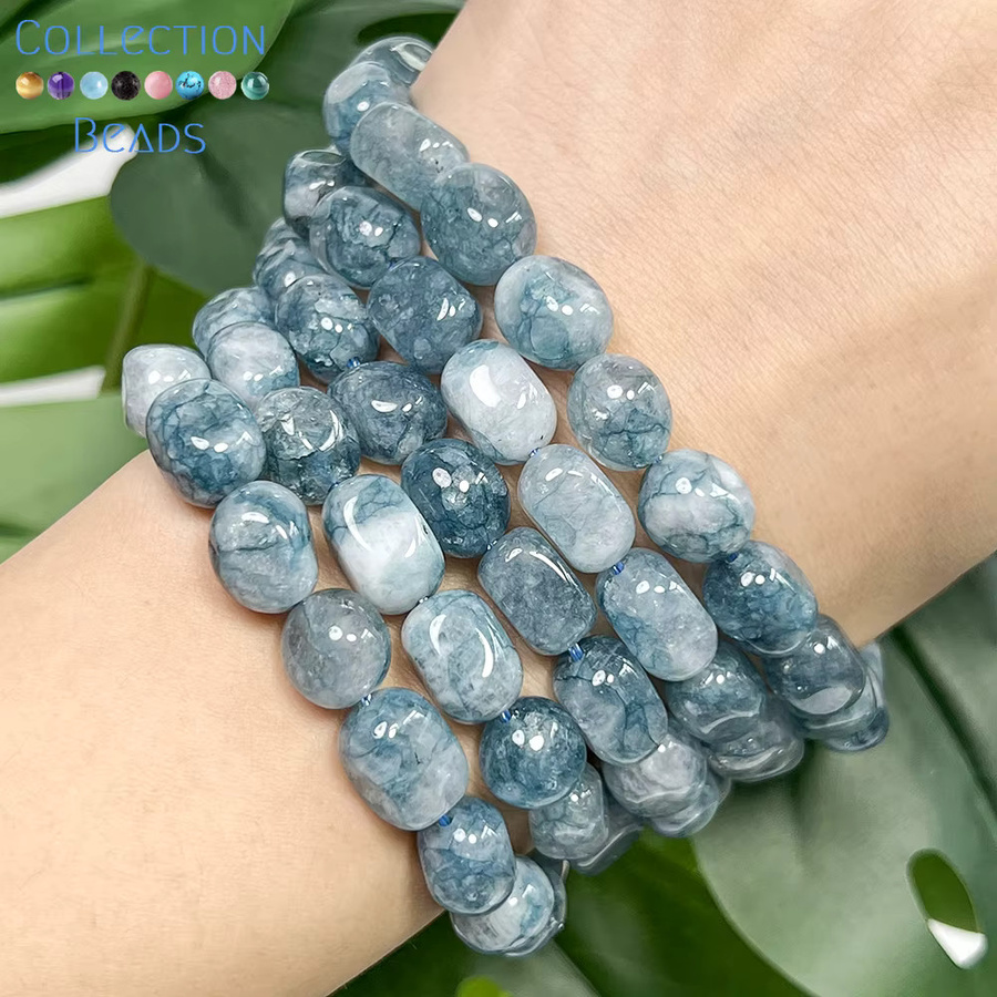 CUIMD Abstandsperlen Chalcedon, blau, 8 x 12 mm, Unisex - Bild 3