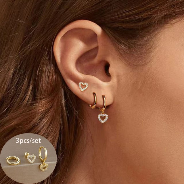 Maodane Creolen Set, Edelstahl, Gold, Zirkonia, Damen - Bild 1