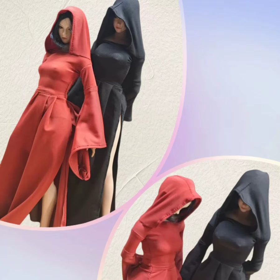 Taholicy Kleidungszubehör für weibliche Soldaten, Maßstab 1:6, eng anliegendes Kleid mit Kapuze, Rot - Bild 5