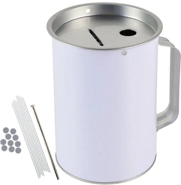 HMF Spendendose mit Griff in Lichtgrau, B/T/H: 15 x 10 cm - Bild 1