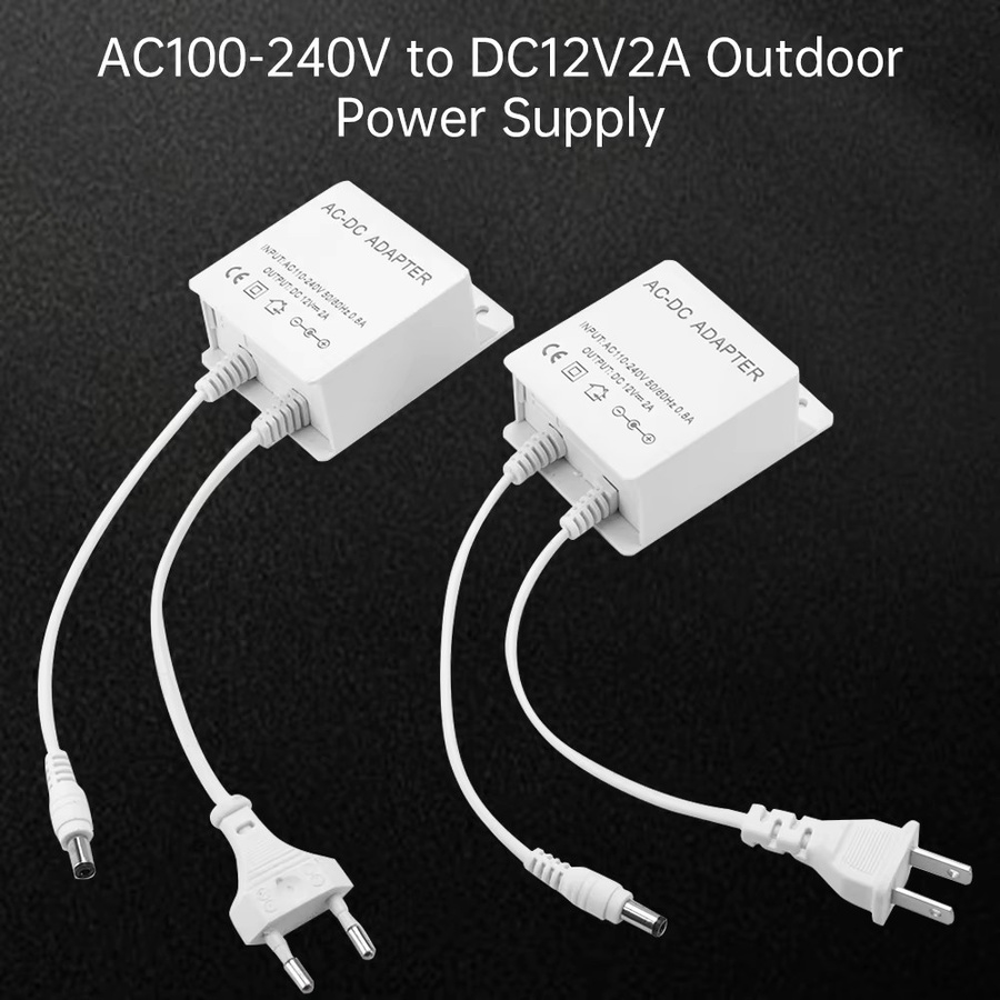 occkic Netzteil DC 12V 2A mit EU-Stecker, wasserdichtes Outdoor-Netzteil für LED und Überwachungskameras, Farbe: Weiß - Bild 2