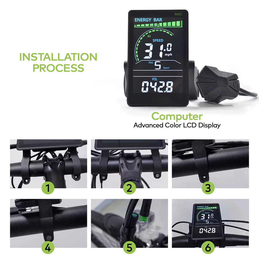 Haytrix M6C Elektrischer Fahrradcomputer mit Bluetooth, Wasserdicht, Schwarz - Bild 5