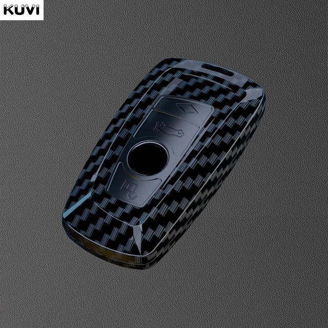 Kuvi Schlüsselhülle aus ABS Carbon Faser für BMW 1 2 3 4 5 6 7 Serie X1 X3 X4 X5 X6 X7 in Schwarz - Bild 1