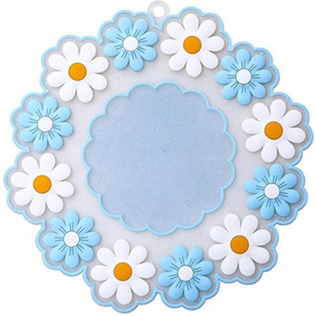 Wärmeisolierende Tassenuntersetzer von OutsideWorld aus Silikon in Blau mit Gänseblümchen-Design, rund und rutschfest - Bild 1