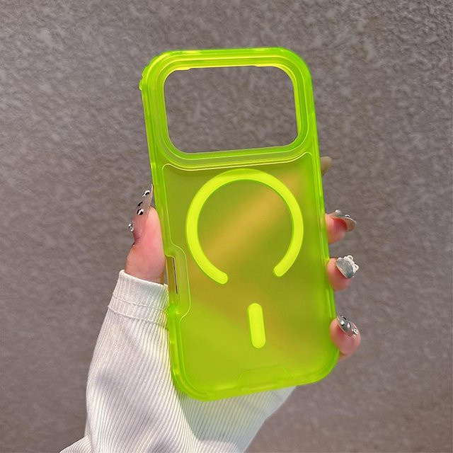 Neongrüner stoßfester MagSafe-Bumper YULIN-003 als mattierte Armor-Hülle für iPhone 17 Air 16 15 14 13 12 Pro Max mit Unterstützung für kabelloses Laden - Bild 1