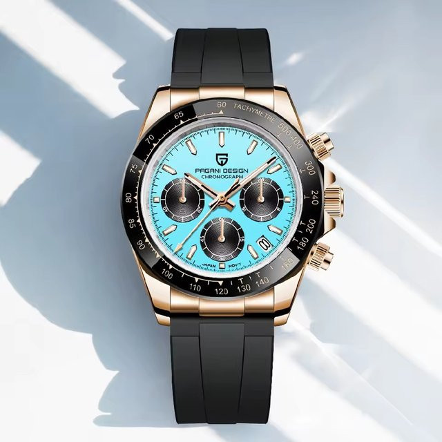 Pagani Design Armbanduhr, Chronograph, Quarz, Edelstahl, Blau, Herren - Bild 1