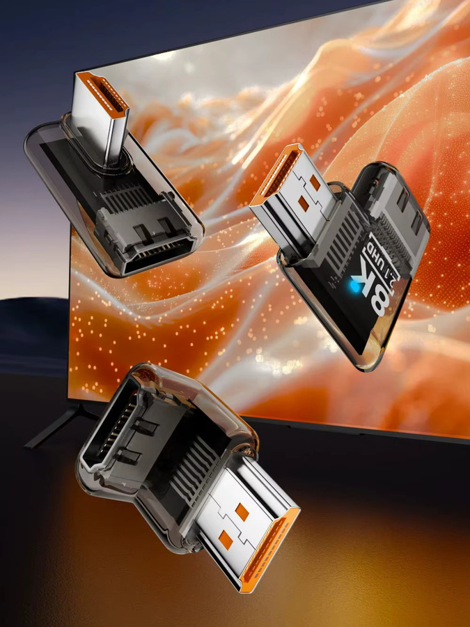 Geris Power HDMI 2.1 Adapter 8K @ 60Hz Stecker auf Buchse Extender in Blau für HDTV PS4 PS5 und Laptop mit 90 270 360 Grad Drehung - Bild 5