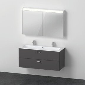 Duravit Möbel-Set XBase mit Waschtischunterbau und Spiegelschrank in Grau - Bild 1