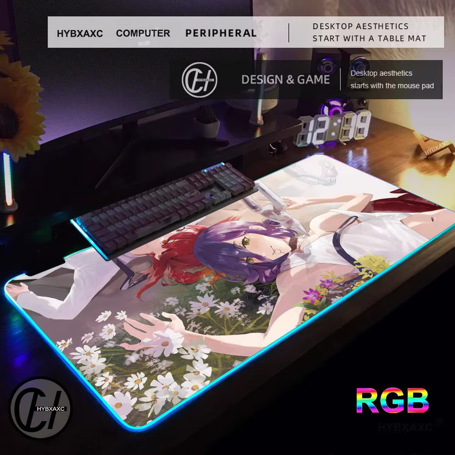 Potdemiel Chainsaw Man Gaming Mauspad mit RGB LED-Beleuchtung, Anime Design Makima und Reze, B/B/H: 90 x 40 cm, Multicolour - Bild 2