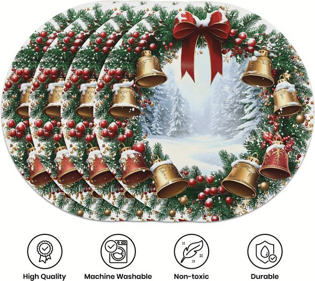 VIKAMA 4-teiliges Weihnachtskranz-Tischset für deine Weihnachtsdekoration - Bild 1
