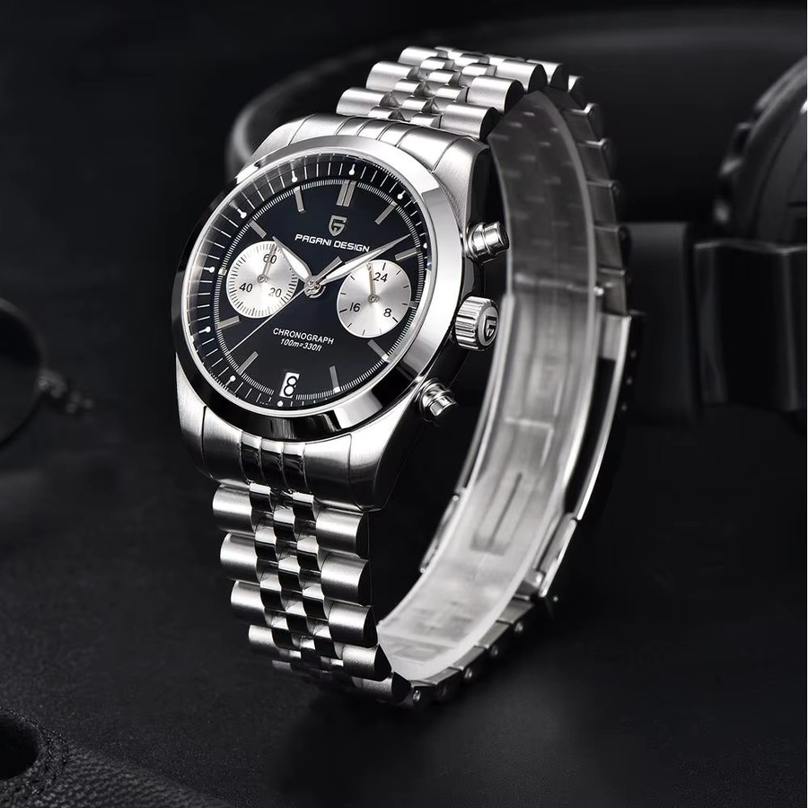 PAGANI DESIGN Armbanduhr, Quarz, Edelstahl, Saphirglas, Herren, Schwarz - Bild 2